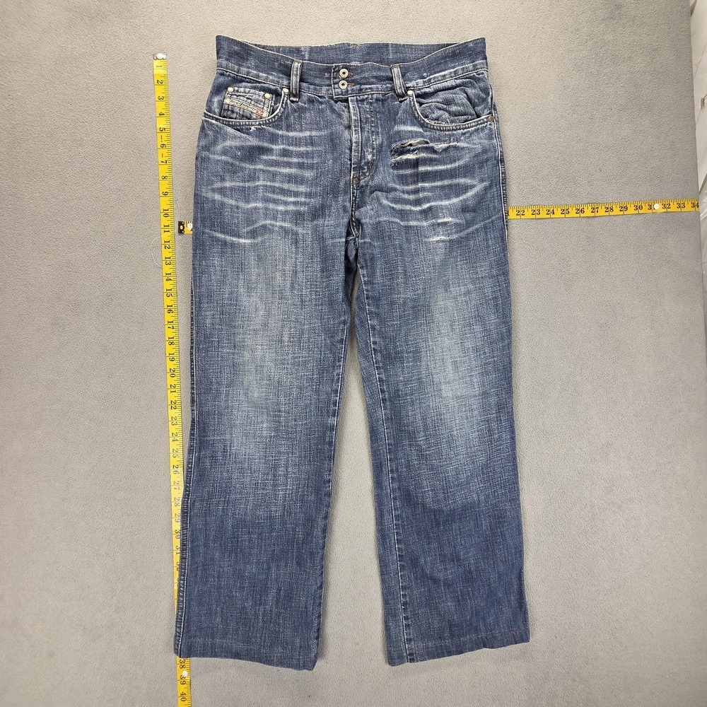Diesel Jeans Womens 33x34 Blue Relaxed Straight Button Fly Italy Altered 00787